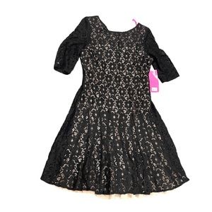 New NWT Betsey Johnson black lace fit & flare dress size 12